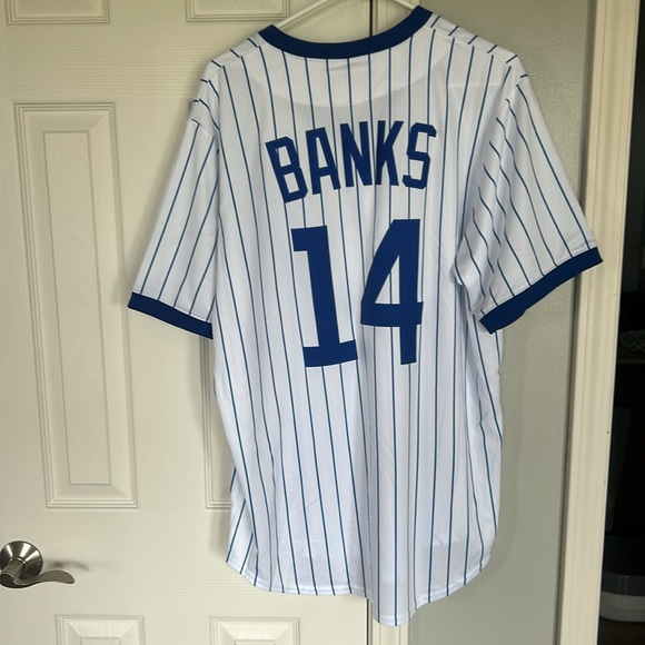 Nike MLB Blue and White Cubs Jersey Ernie Banks Mr Cub Wrigleyville - Picture 2 of 7